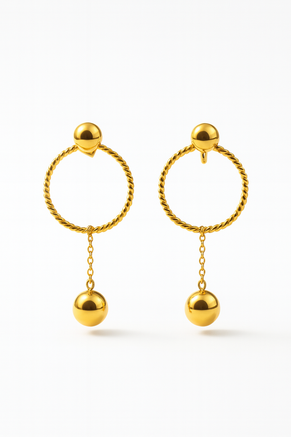 Golden orbit hoops earrings