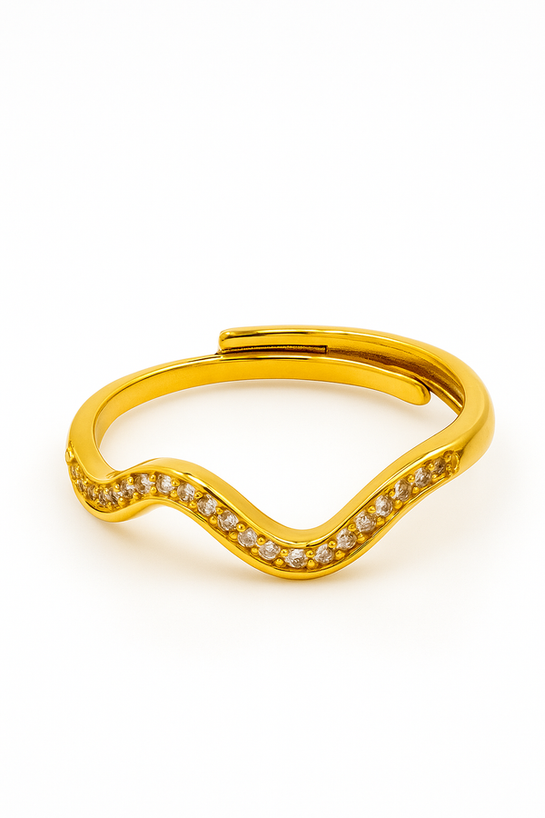 Golden wave ring