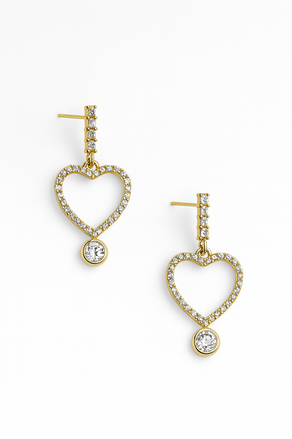 Shining heart danglers earrings