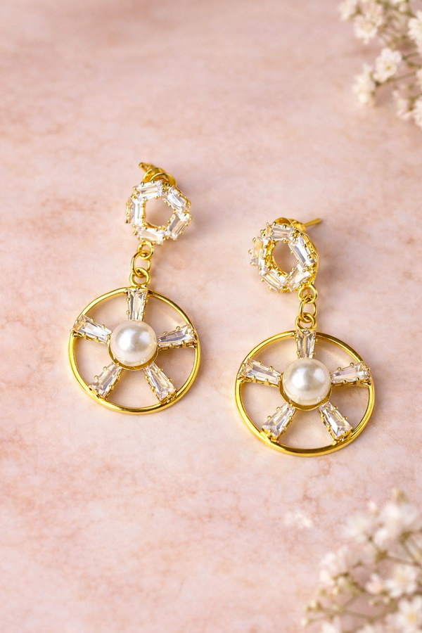 Royal pearl sunburst earrings